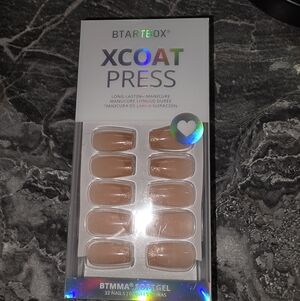 BTArtbox Press on Nails Coffin - Gold Rose French Tips